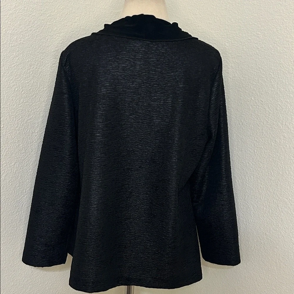 Elegant Chicos Black Women's Jacket Ruffle Collar Front Hook 2 like Large 12